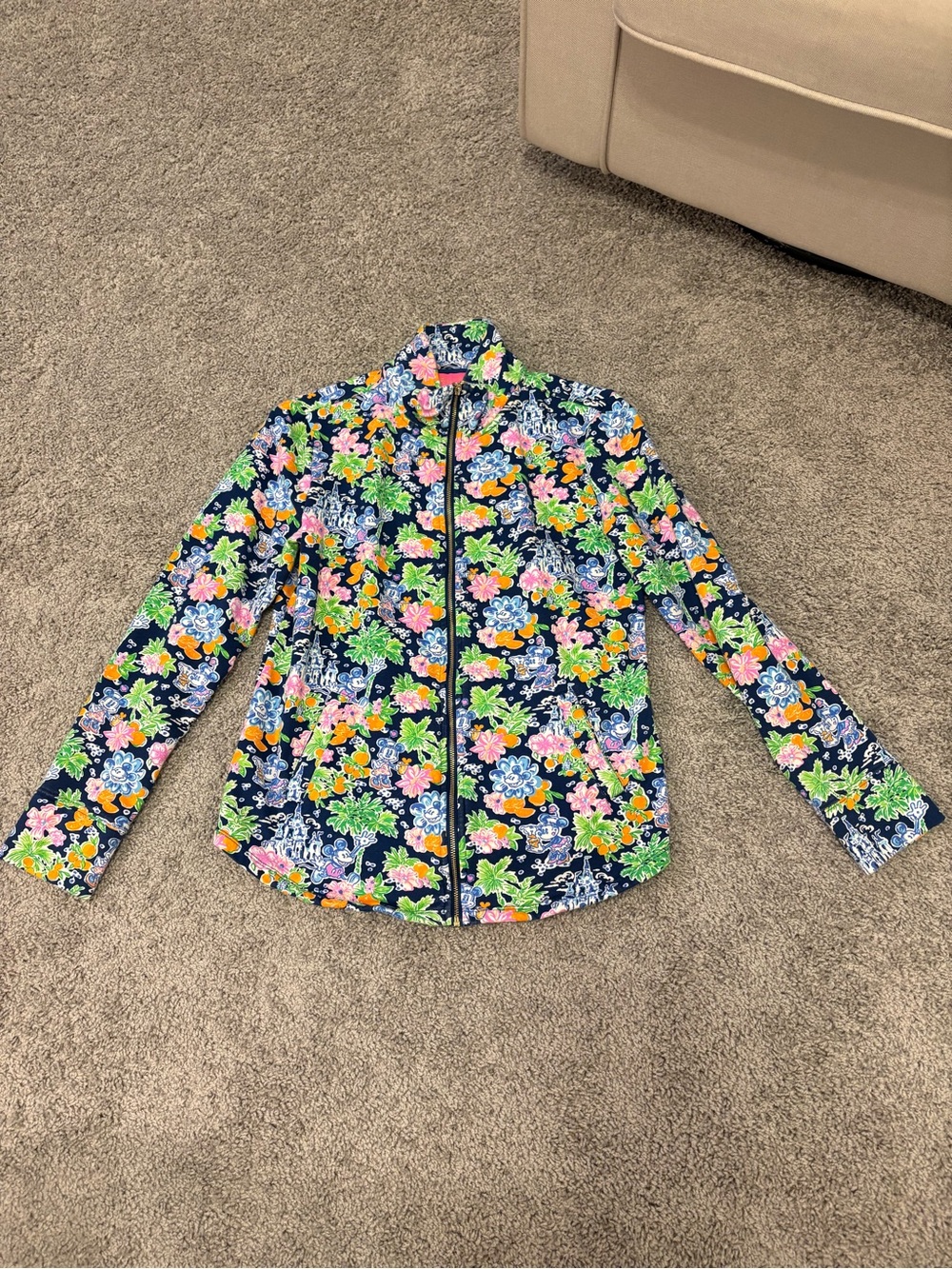 Lilly Pulitzer Navy Multi Floral Zip Jacket